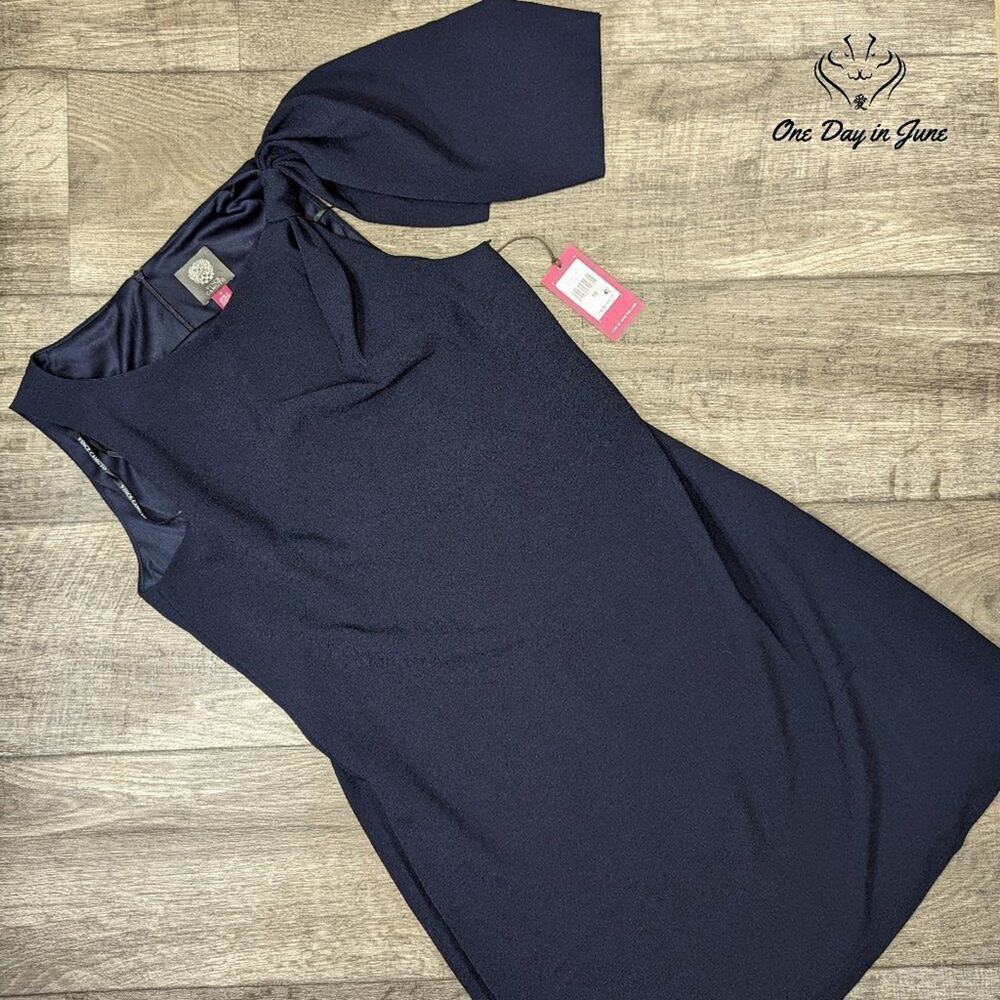 Vince Camuto Shoulder Bow Cocktail Mini Dress Navy Blue NWT $148 Size 10